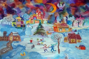 Выставка детских рисунков "Зимние радости"!