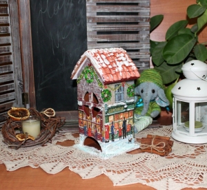 МК: новогодний чайный домик с обьемом,  короб
