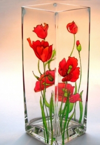 МК по росписи вазы акриловыми красками "Маки"