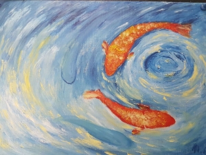 Мастер-класс по пальчиковой живописи маслом "Рыбки"