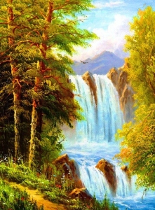 Мастер-класс по маслу "Пейзаж с водопадам"
